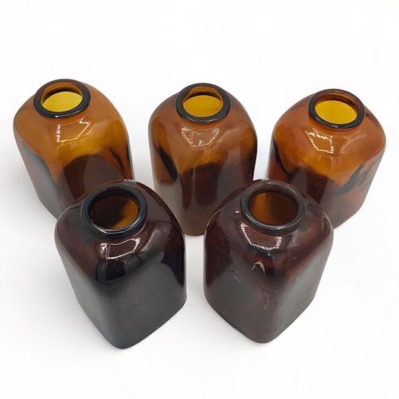 Vintage Squared Brown Glass Snuff Bottle Bundle of 5 - Picture 4 of 16